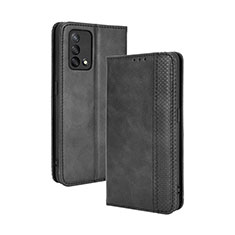 Leather Case Stands Flip Cover Holder BY4 for Oppo A74 4G Black