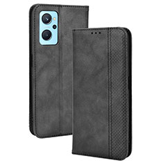 Leather Case Stands Flip Cover Holder BY4 for Oppo A96 4G Black