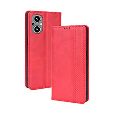 Leather Case Stands Flip Cover Holder BY4 for Oppo F21 Pro 5G Red
