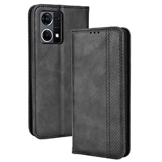 Leather Case Stands Flip Cover Holder BY4 for Oppo F21s Pro 4G Black