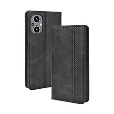 Leather Case Stands Flip Cover Holder BY4 for Oppo F21s Pro 5G Black