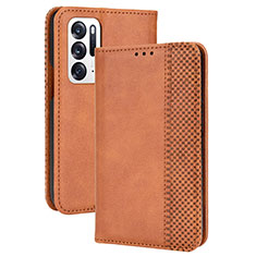 Leather Case Stands Flip Cover Holder BY4 for Oppo Find N 5G Brown