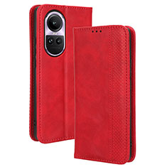 Leather Case Stands Flip Cover Holder BY4 for Oppo Reno10 5G Red