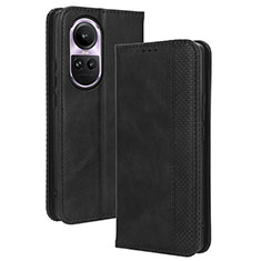 Leather Case Stands Flip Cover Holder BY4 for Oppo Reno10 Pro 5G Black