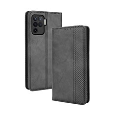 Leather Case Stands Flip Cover Holder BY4 for Oppo Reno5 Lite Black