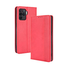 Leather Case Stands Flip Cover Holder BY4 for Oppo Reno5 Lite Red