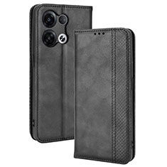 Leather Case Stands Flip Cover Holder BY4 for Oppo Reno8 5G Black