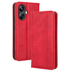 Leather Case Stands Flip Cover Holder BY4 for Realme 10 Pro+ Plus 5G Red