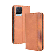 Leather Case Stands Flip Cover Holder BY4 for Realme 8 4G Brown