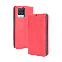 Leather Case Stands Flip Cover Holder BY4 for Realme 8 Pro Red