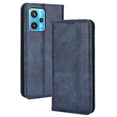 Leather Case Stands Flip Cover Holder BY4 for Realme 9 4G Blue