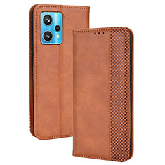 Leather Case Stands Flip Cover Holder BY4 for Realme 9 5G Brown