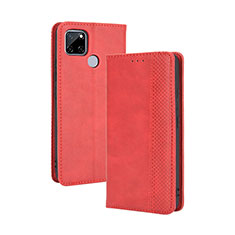 Leather Case Stands Flip Cover Holder BY4 for Realme C25S Red