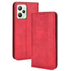 Leather Case Stands Flip Cover Holder BY4 for Realme C35 Red