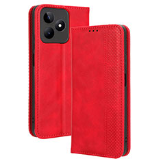 Leather Case Stands Flip Cover Holder BY4 for Realme C53 India Red