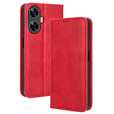 Leather Case Stands Flip Cover Holder BY4 for Realme Narzo N55 Red