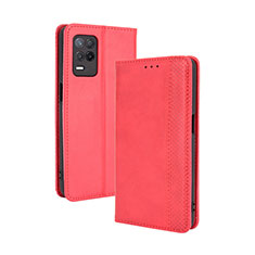 Leather Case Stands Flip Cover Holder BY4 for Realme Q3 5G Red