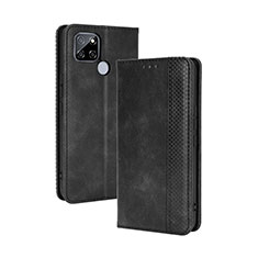 Leather Case Stands Flip Cover Holder BY4 for Realme V3 5G Black