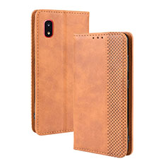 Leather Case Stands Flip Cover Holder BY4 for Samsung Galaxy A21 SC-42A Brown