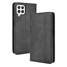 Leather Case Stands Flip Cover Holder BY4 for Samsung Galaxy A22 4G Black
