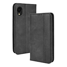 Leather Case Stands Flip Cover Holder BY4 for Samsung Galaxy A22 5G SC-56B Black