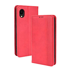 Leather Case Stands Flip Cover Holder BY4 for Samsung Galaxy A22 5G SC-56B Red