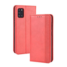 Leather Case Stands Flip Cover Holder BY4 for Samsung Galaxy A31 Red