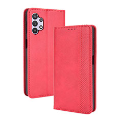 Leather Case Stands Flip Cover Holder BY4 for Samsung Galaxy A32 4G Red