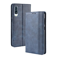 Leather Case Stands Flip Cover Holder BY4 for Samsung Galaxy A50S Blue