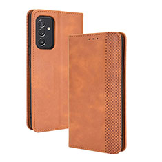 Leather Case Stands Flip Cover Holder BY4 for Samsung Galaxy F34 5G Brown