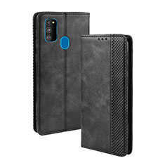 Leather Case Stands Flip Cover Holder BY4 for Samsung Galaxy M30s Black