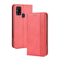 Leather Case Stands Flip Cover Holder BY4 for Samsung Galaxy M31 Red