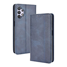 Leather Case Stands Flip Cover Holder BY4 for Samsung Galaxy M32 5G Blue