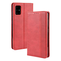 Leather Case Stands Flip Cover Holder BY4 for Samsung Galaxy M51 Red