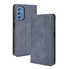 Leather Case Stands Flip Cover Holder BY4 for Samsung Galaxy M52 5G Blue