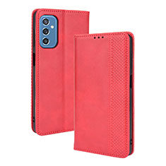 Leather Case Stands Flip Cover Holder BY4 for Samsung Galaxy M52 5G Red