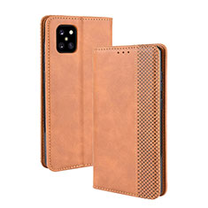 Leather Case Stands Flip Cover Holder BY4 for Samsung Galaxy M60s Brown