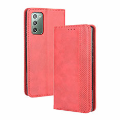 Leather Case Stands Flip Cover Holder BY4 for Samsung Galaxy S20 FE 4G Red