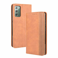 Leather Case Stands Flip Cover Holder BY4 for Samsung Galaxy S20 Lite 5G Brown