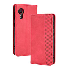 Leather Case Stands Flip Cover Holder BY4 for Samsung Galaxy XCover 5 SM-G525F Red