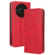 Leather Case Stands Flip Cover Holder BY4 for Sharp Aquos R8s Pro Red