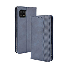 Leather Case Stands Flip Cover Holder BY4 for Sharp Aquos Sense6 Blue