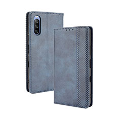 Leather Case Stands Flip Cover Holder BY4 for Sony Xperia 10 III Lite Blue