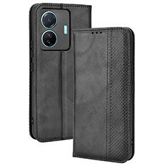 Leather Case Stands Flip Cover Holder BY4 for Vivo iQOO Z6 Pro 5G Black