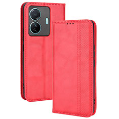 Leather Case Stands Flip Cover Holder BY4 for Vivo T1 5G Red