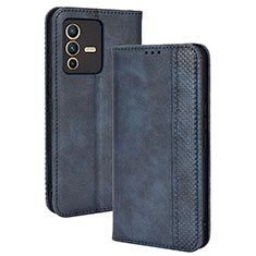 Leather Case Stands Flip Cover Holder BY4 for Vivo V23 5G Blue