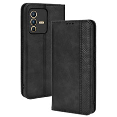 Leather Case Stands Flip Cover Holder BY4 for Vivo V23 Pro 5G Black