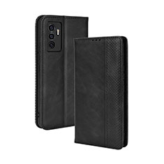 Leather Case Stands Flip Cover Holder BY4 for Vivo V23e 5G Black