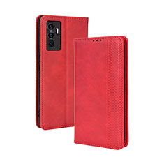 Leather Case Stands Flip Cover Holder BY4 for Vivo V23e 5G Red