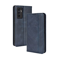 Leather Case Stands Flip Cover Holder BY4 for Vivo V23e Blue